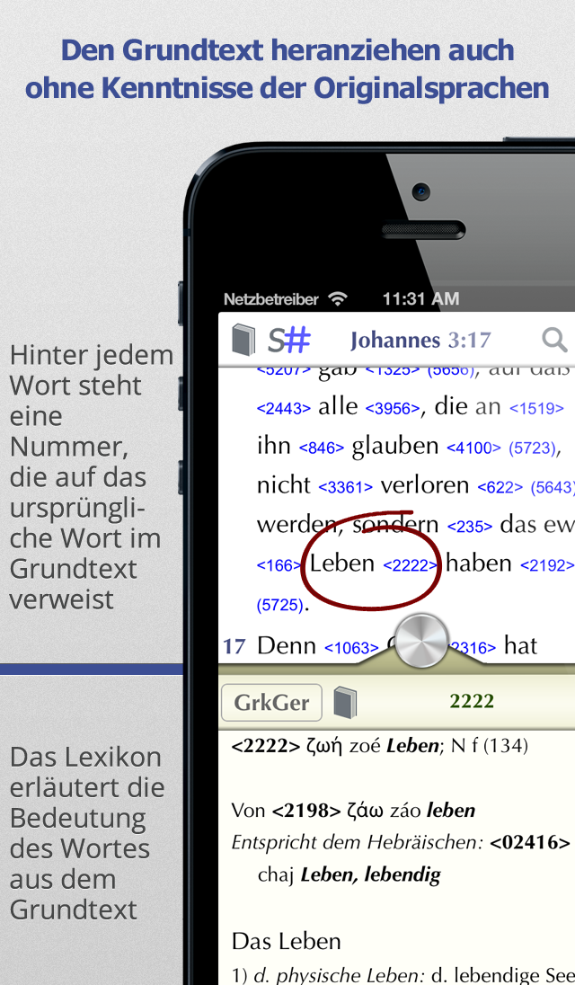 Importantia Strong-Bibel auf dem iPhone