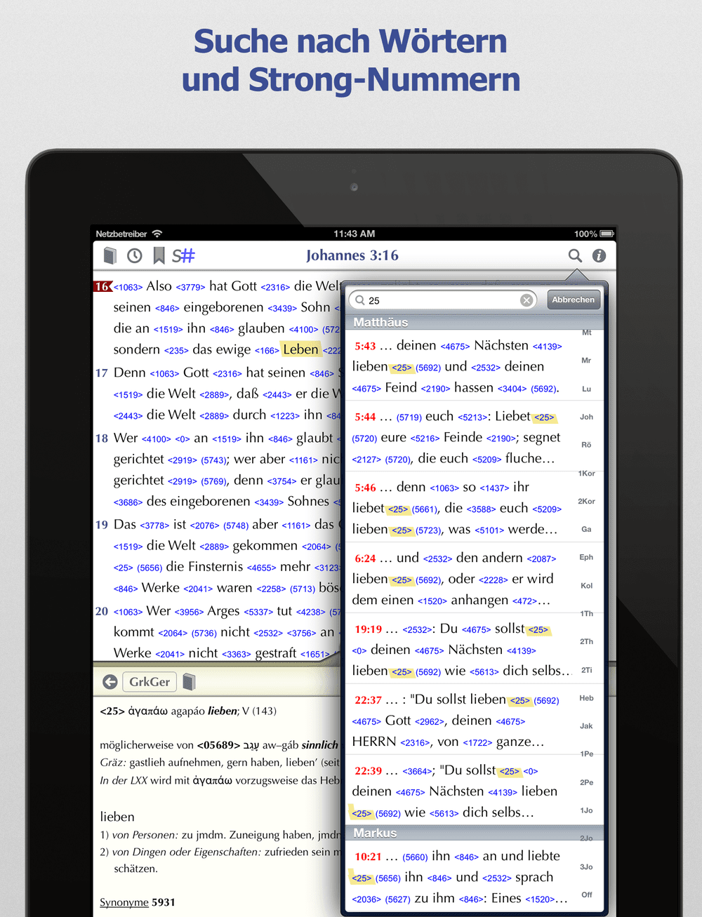 Bibeltext mit Strong-Nummern